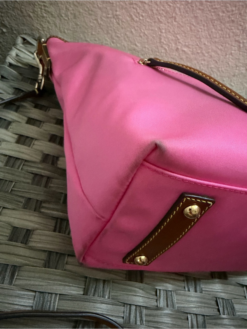 Dooney & Bourke Pink Nylon Crossbody Bucket Bag - Picture 8 of 16